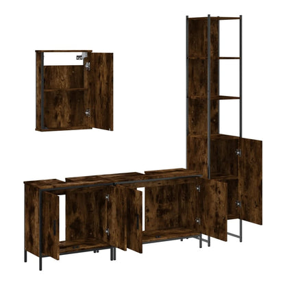 4 Piece Bathroom Furniture Set Engineered Wood Smoked oak