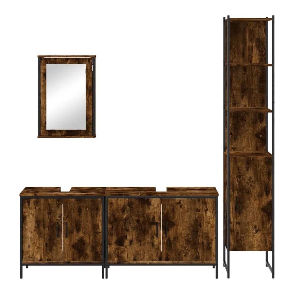 4 Piece Bathroom Furniture Set Engineered Wood Smoked oak