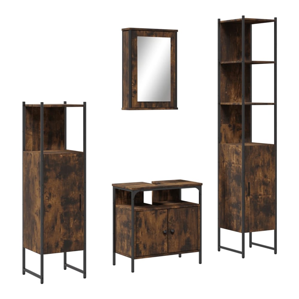 Bathroom Furniture Set 4 pcs Engineered Wood Smoked oak