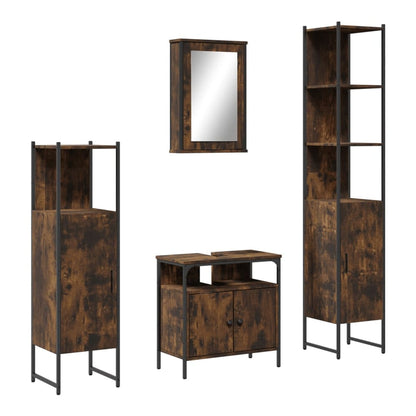 Bathroom Furniture Set 4 pcs Engineered Wood Smoked oak