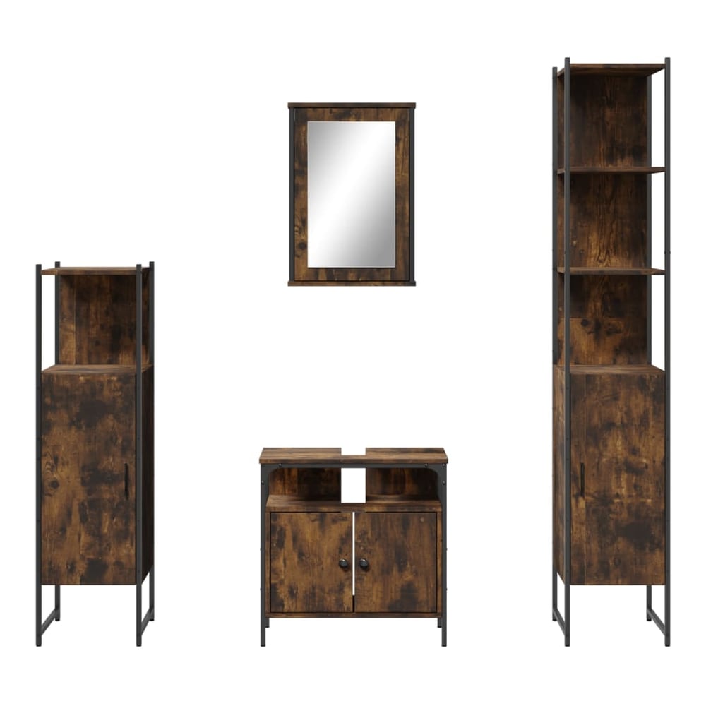 Bathroom Furniture Set 4 pcs Engineered Wood Smoked oak