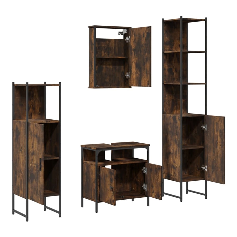 Bathroom Furniture Set 4 pcs Engineered Wood Smoked oak
