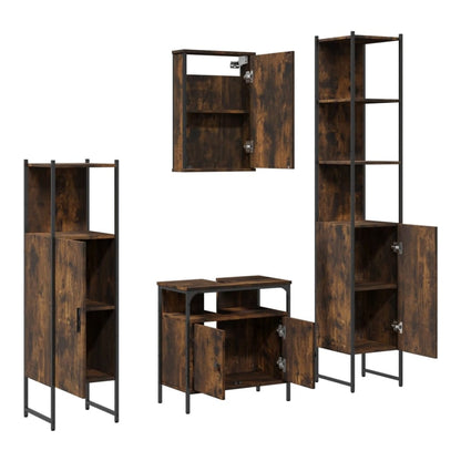 Bathroom Furniture Set 4 pcs Engineered Wood Smoked oak