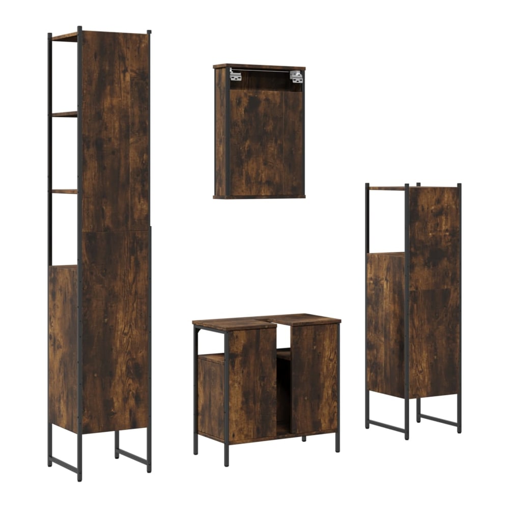 Bathroom Furniture Set 4 pcs Engineered Wood Smoked oak