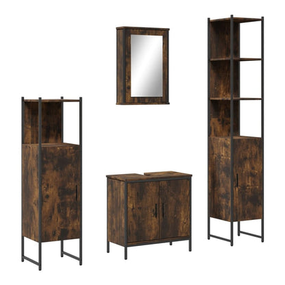 4 Piece Bathroom Furniture Set Engineered Wood Smoked oak