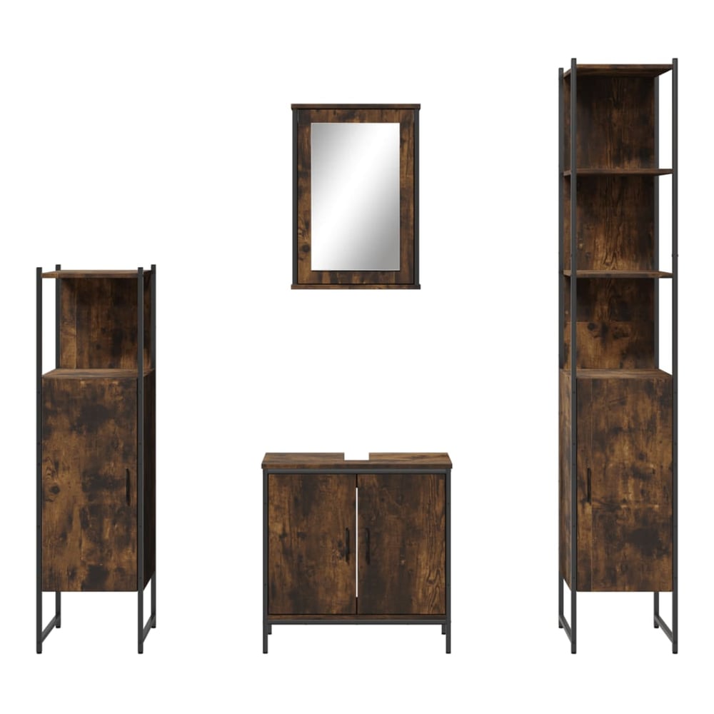 4 Piece Bathroom Furniture Set Engineered Wood Smoked oak