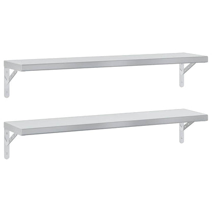 vidaXL Wall Shelves 2 pcs 100x23.5 cm Silver Stainless Steel 2