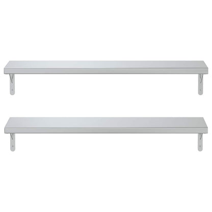 vidaXL Wall Shelves 2 pcs 100x23.5 cm Silver Stainless Steel 5