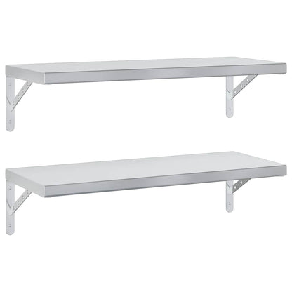 vidaXL Wall Shelves 2 pcs 75x30 cm Silver Stainless Steel 2