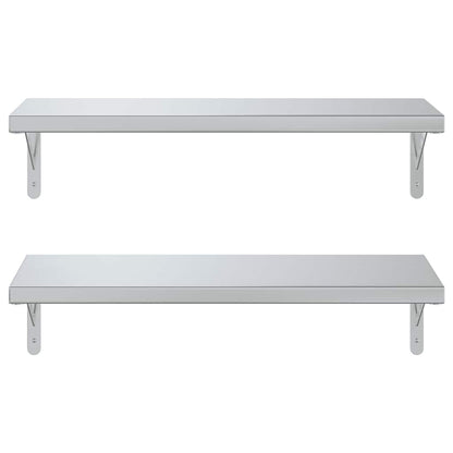 vidaXL Wall Shelves 2 pcs 75x30 cm Silver Stainless Steel 5