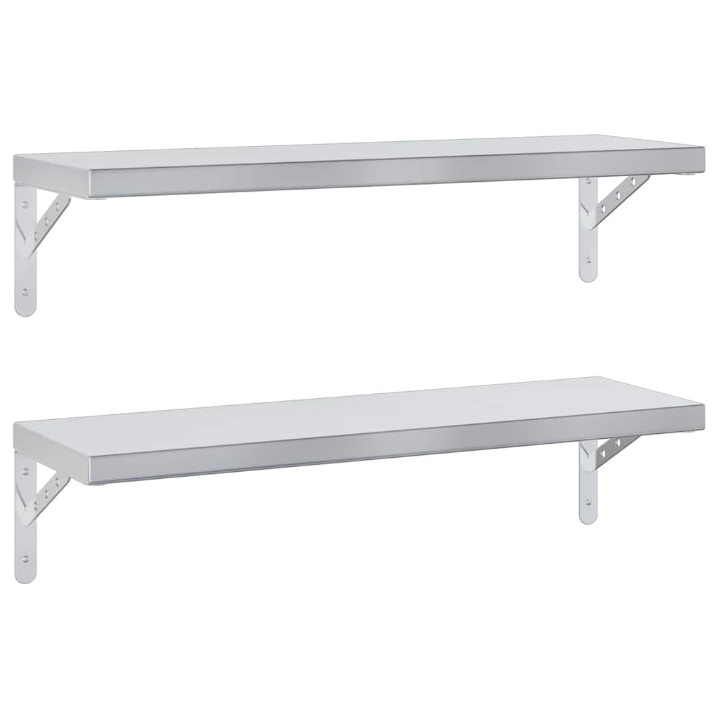 vidaXL Wall Shelves 2 pcs 75x23.5 cm Silver Stainless Steel 2