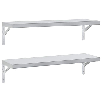 vidaXL Wall Shelves 2 pcs 75x23.5 cm Silver Stainless Steel 2
