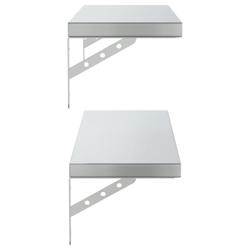 vidaXL Wall Shelves 2 pcs 75x23.5 cm Silver Stainless Steel 6