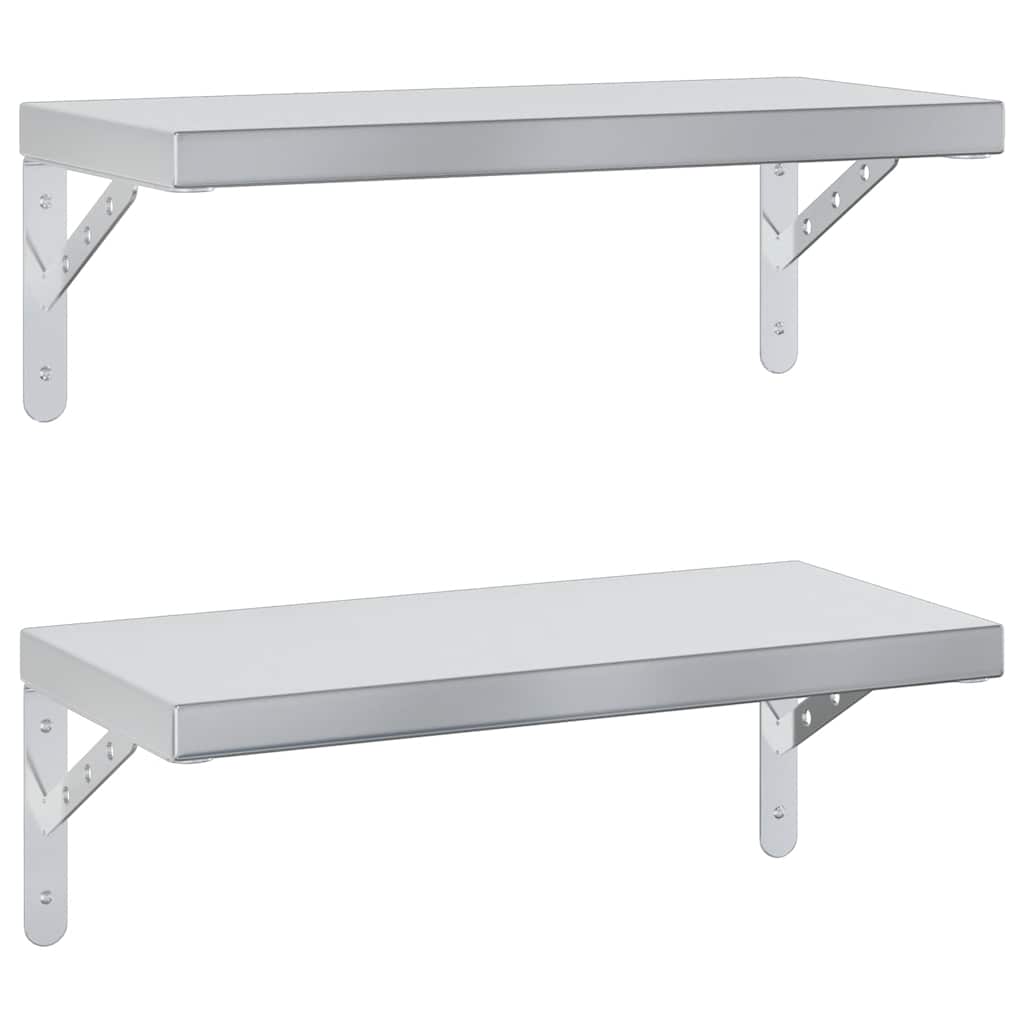 vidaXL Wall Shelves 2 pcs 50x23.5 cm Silver Stainless Steel 2