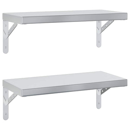 vidaXL Wall Shelves 2 pcs 50x23.5 cm Silver Stainless Steel 2