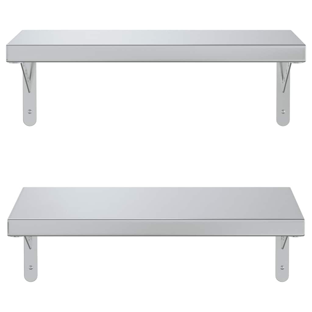 vidaXL Wall Shelves 2 pcs 50x23.5 cm Silver Stainless Steel 5