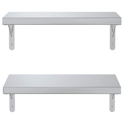 vidaXL Wall Shelves 2 pcs 50x23.5 cm Silver Stainless Steel 5