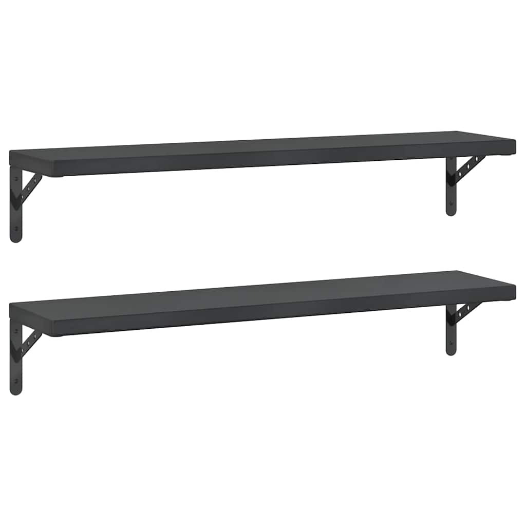 vidaXL Wall Shelves 2 pcs 100x23.5 cm Black Stainless Steel 2