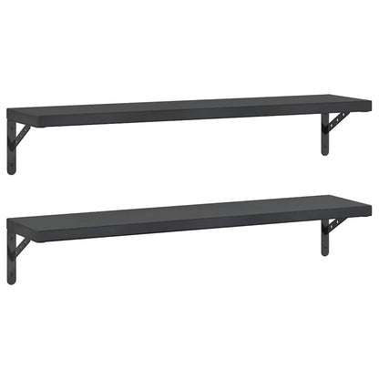 vidaXL Wall Shelves 2 pcs 100x23.5 cm Black Stainless Steel 2