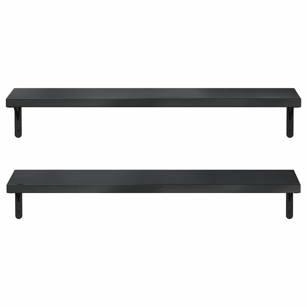 vidaXL Wall Shelves 2 pcs 100x23.5 cm Black Stainless Steel 5