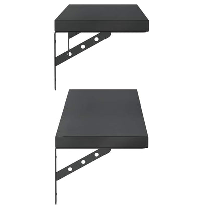vidaXL Wall Shelves 2 pcs 100x23.5 cm Black Stainless Steel 6