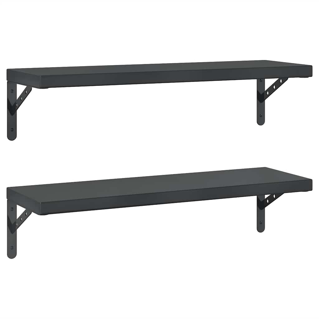 vidaXL Wall Shelves 2 pcs 75x23,5 cm Black Stainless Steel 2