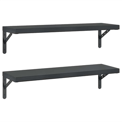 vidaXL Wall Shelves 2 pcs 75x23,5 cm Black Stainless Steel 2