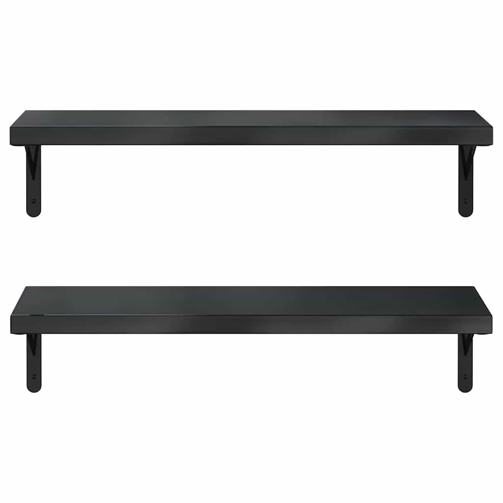 vidaXL Wall Shelves 2 pcs 75x23,5 cm Black Stainless Steel 4