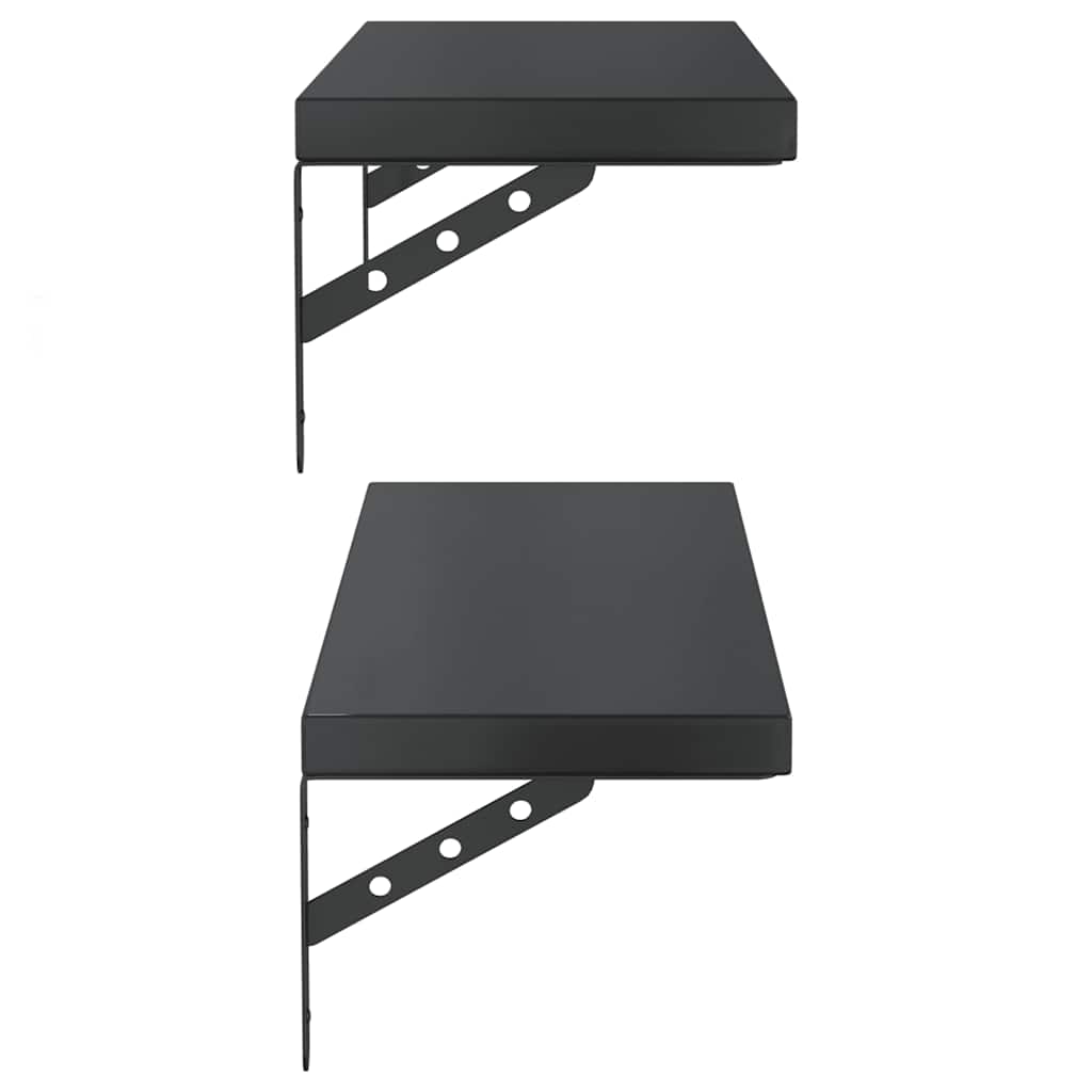 vidaXL Wall Shelves 2 pcs 75x23,5 cm Black Stainless Steel 6