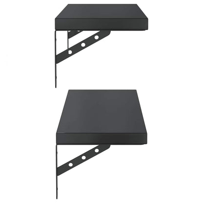 vidaXL Wall Shelves 2 pcs 75x23,5 cm Black Stainless Steel 6