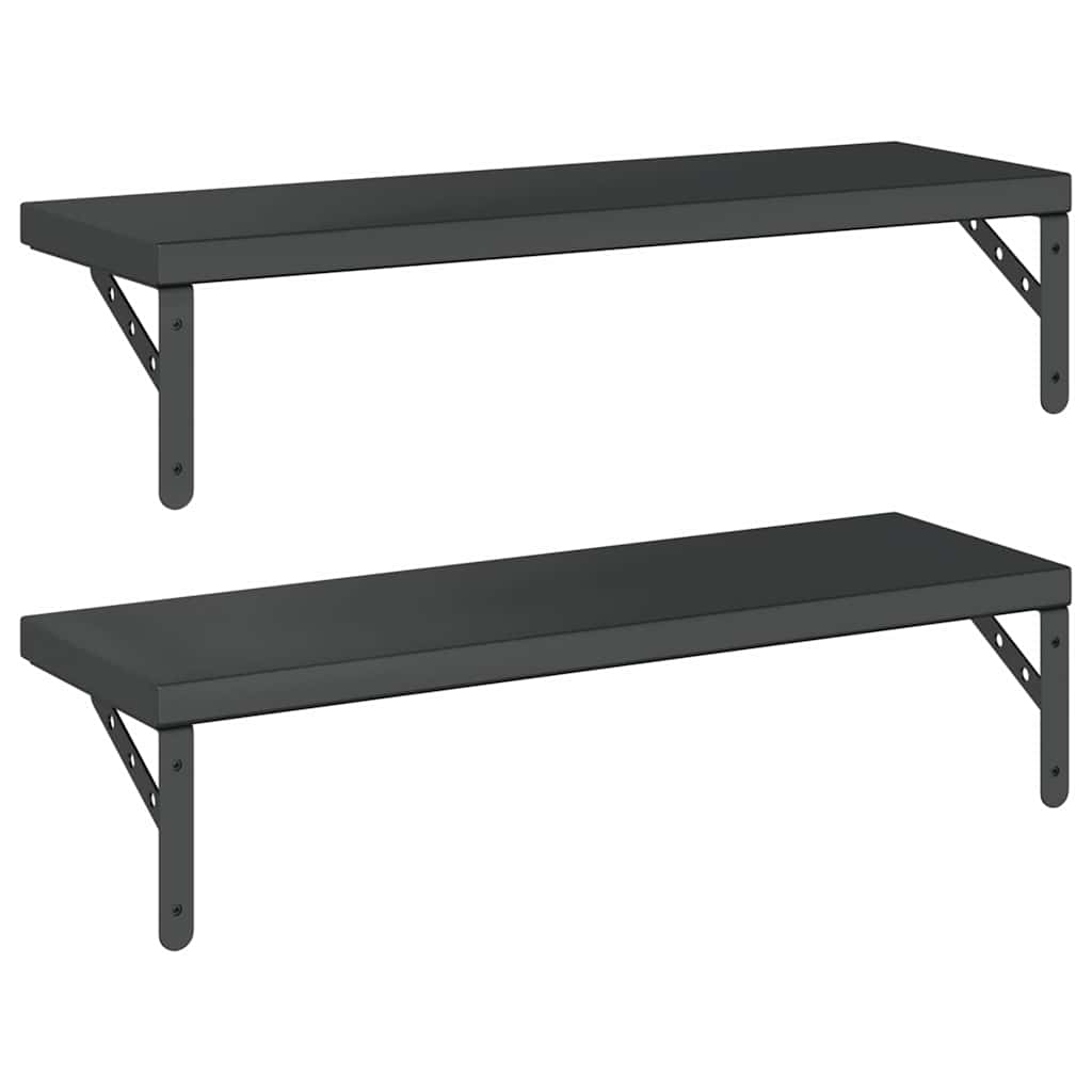 vidaXL Wall Shelves 2 pcs 75x23,5 cm Black Stainless Steel 5