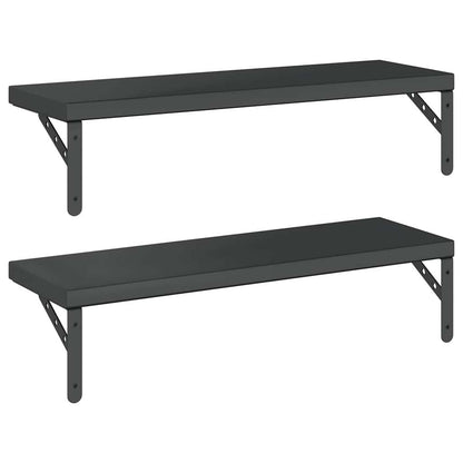 vidaXL Wall Shelves 2 pcs 75x23,5 cm Black Stainless Steel 5