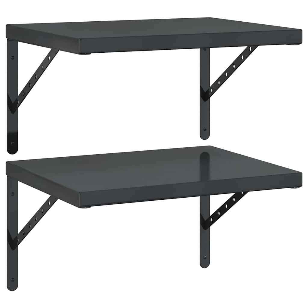 vidaXL Wall Shelves 2 pcs 50x40 cm Black Stainless Steel 2