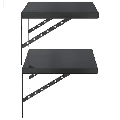 vidaXL Wall Shelves 2 pcs 50x40 cm Black Stainless Steel 6