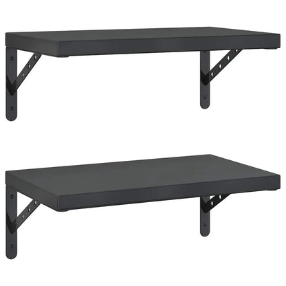 vidaXL Wall Shelves 2 pcs 50x30 cm Black Stainless Steel 2