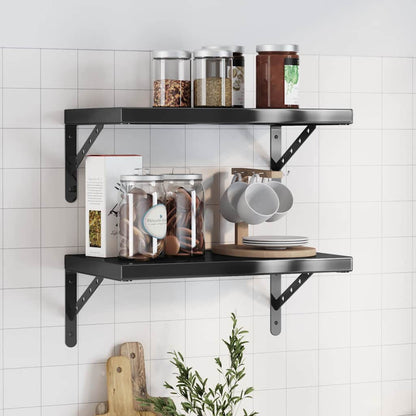 vidaXL Wall Shelves 2 pcs 50x30 cm Black Stainless Steel 1