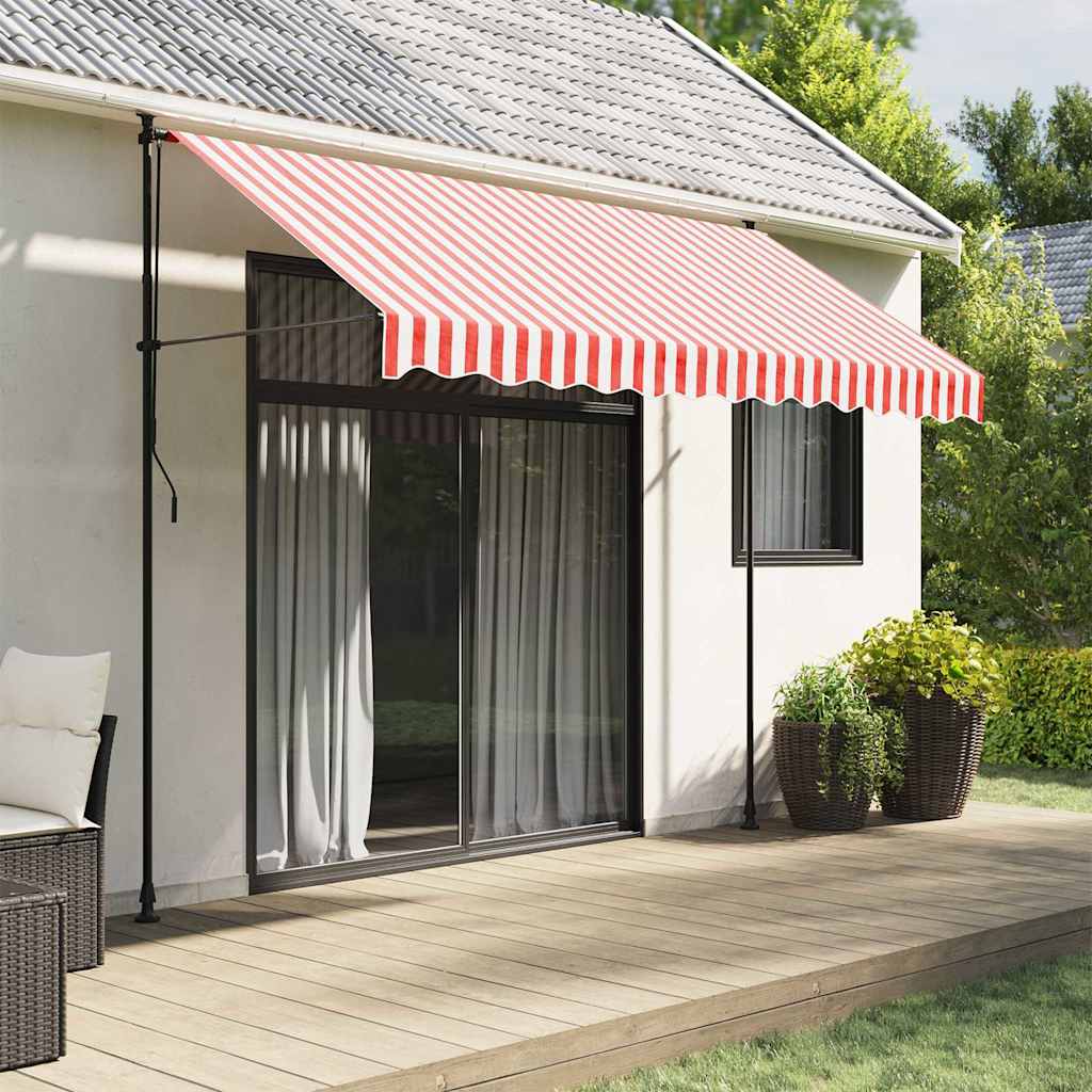 vidaXL Awning Replacement Fabric Red and White 3x2.5 m Polyester 1