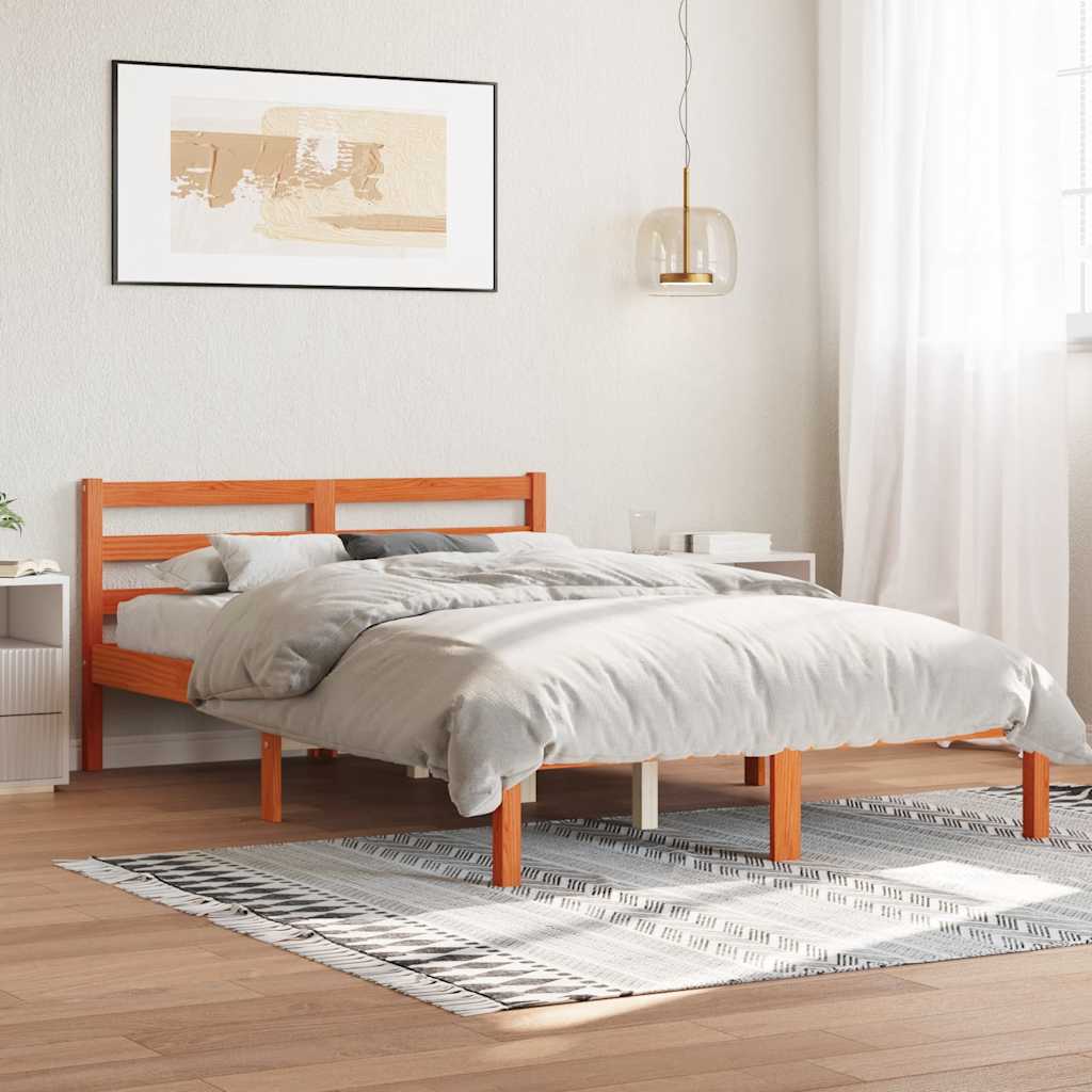 vidaXL Bed Frame without Mattress Solid Wood Pine Wax brown