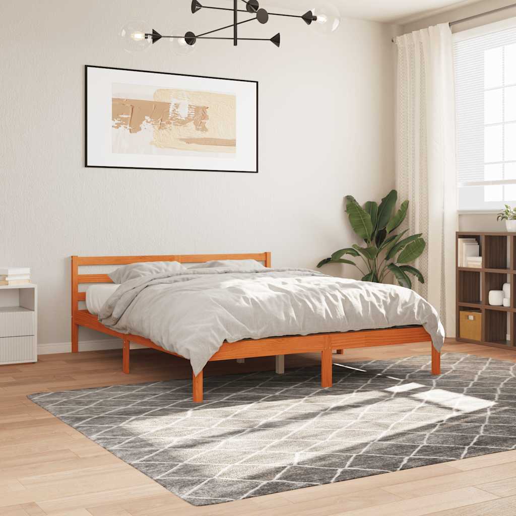 vidaXL Bed Frame without Mattress Solid Wood Pine Wax brown