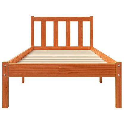 vidaXL Bed Frame without Mattress Wax Brown 100x200 cm Solid Wood Pine 4