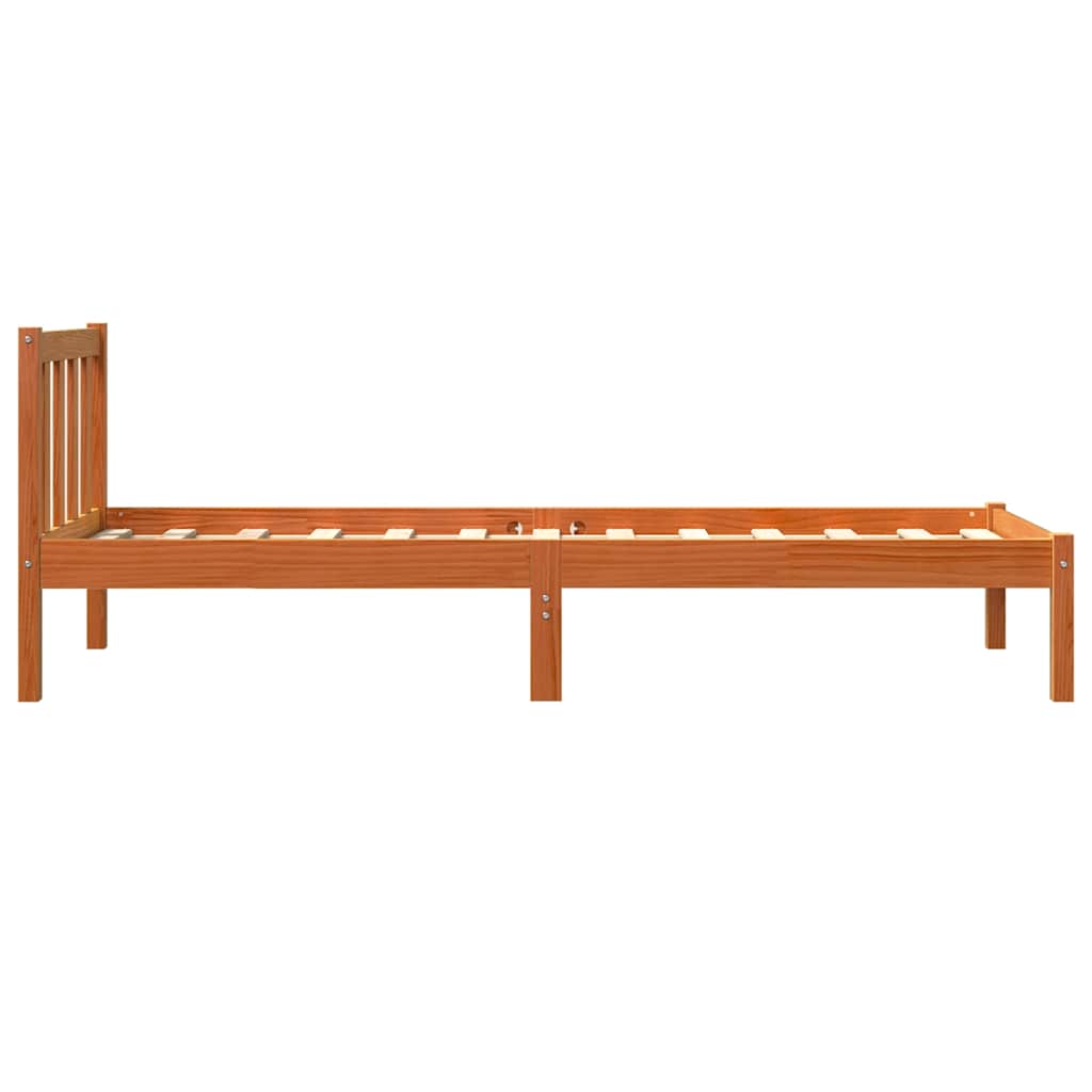 vidaXL Bed Frame without Mattress Wax Brown 100x200 cm Solid Wood Pine 6