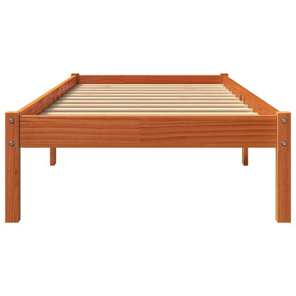 vidaXL Bed Frame without Mattress Wax Brown 90x200 cm Solid Wood Pine 4