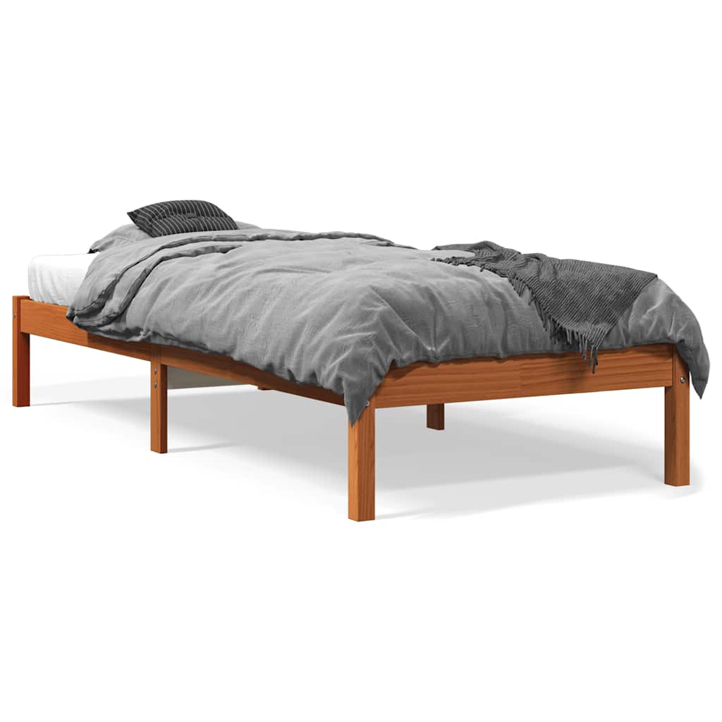 vidaXL Bed Frame without Mattress Wax Brown 100x200 cm Solid Wood Pine 2