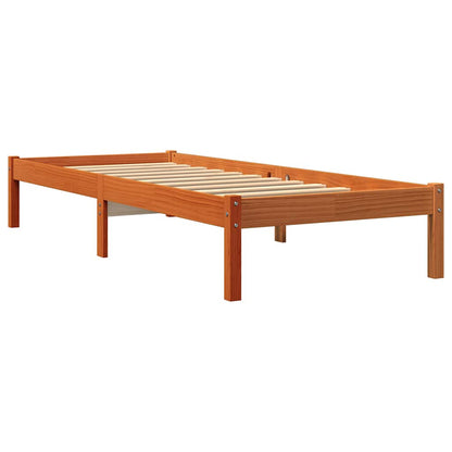 vidaXL Bed Frame without Mattress Wax Brown 100x200 cm Solid Wood Pine 3
