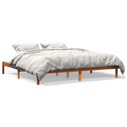 vidaXL Bed Frame without Mattress Wax Brown 200x200 cm Solid Wood Pine 2
