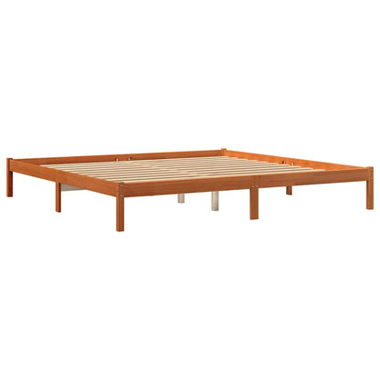 vidaXL Bed Frame without Mattress Wax Brown 200x200 cm Solid Wood Pine 3
