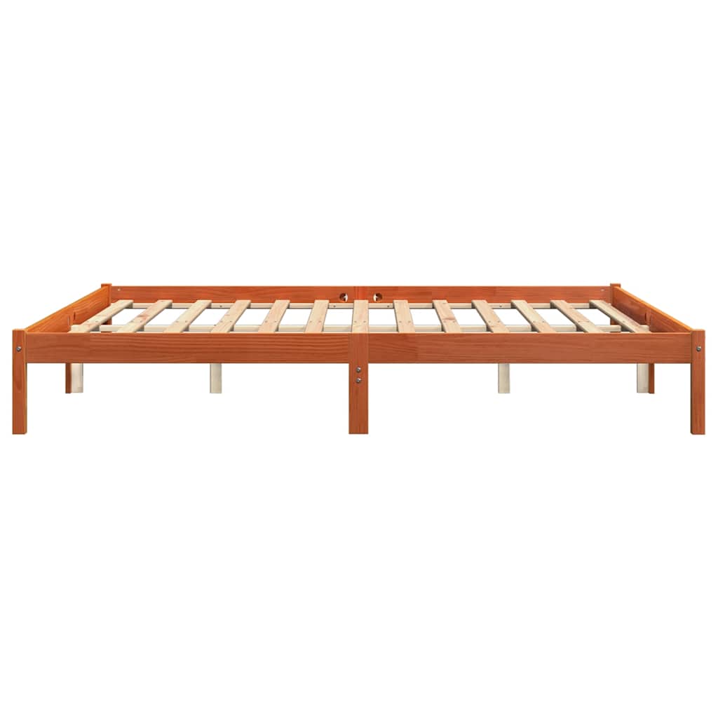 vidaXL Bed Frame without Mattress Wax Brown 200x200 cm Solid Wood Pine 5