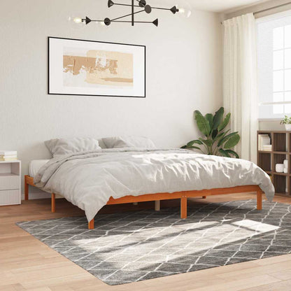 vidaXL Bed Frame without Mattress Wax Brown 200x200 cm Solid Wood Pine 1