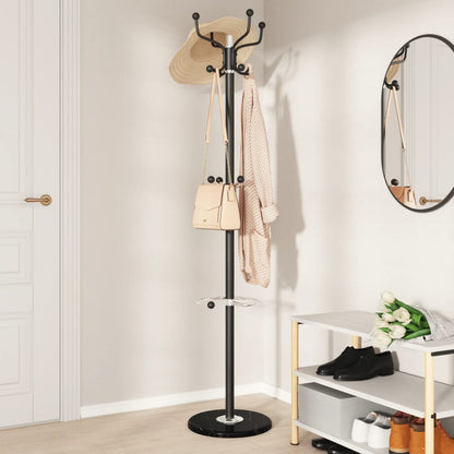 vidaXL Coat Stand with Umbrella Holder Black 180 cm Powder-coated Iron 3