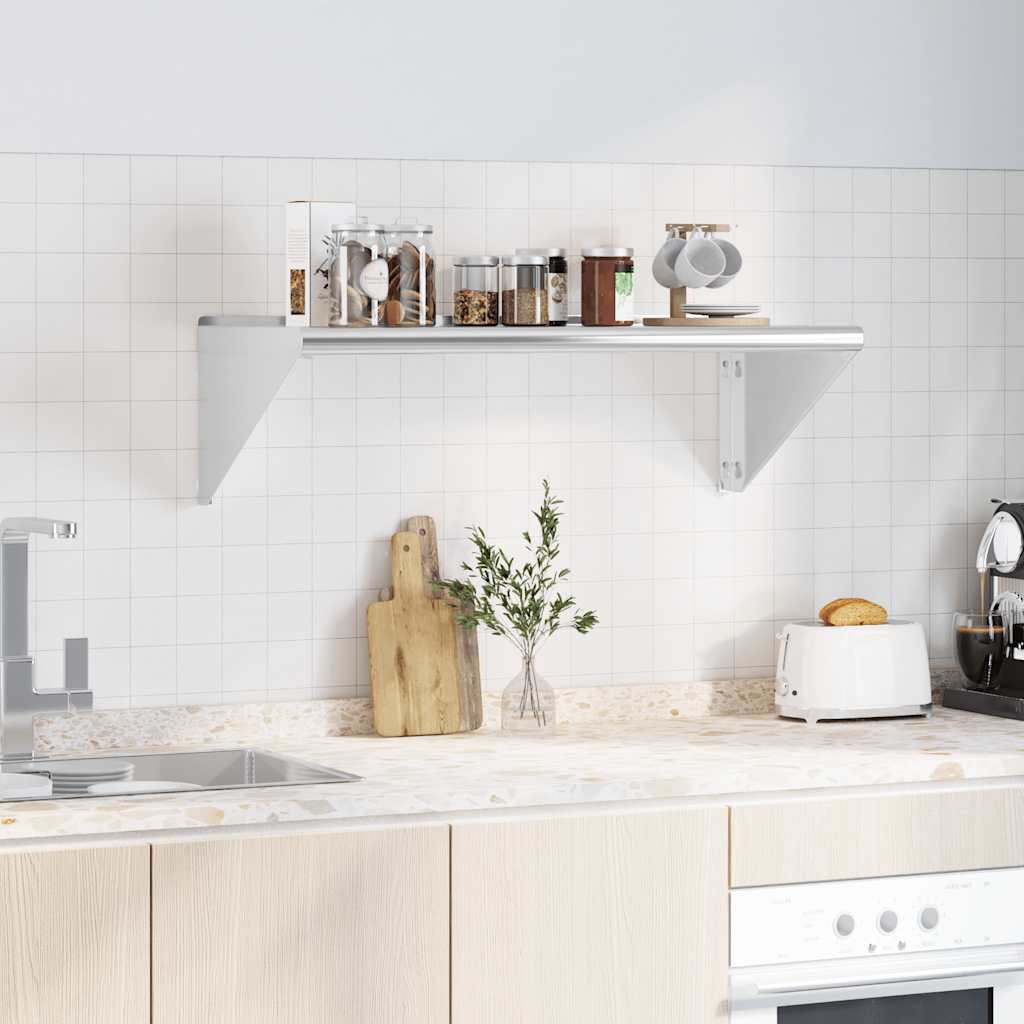 Wall Shelf Silver Stainless Steel 100 cm 45 cm